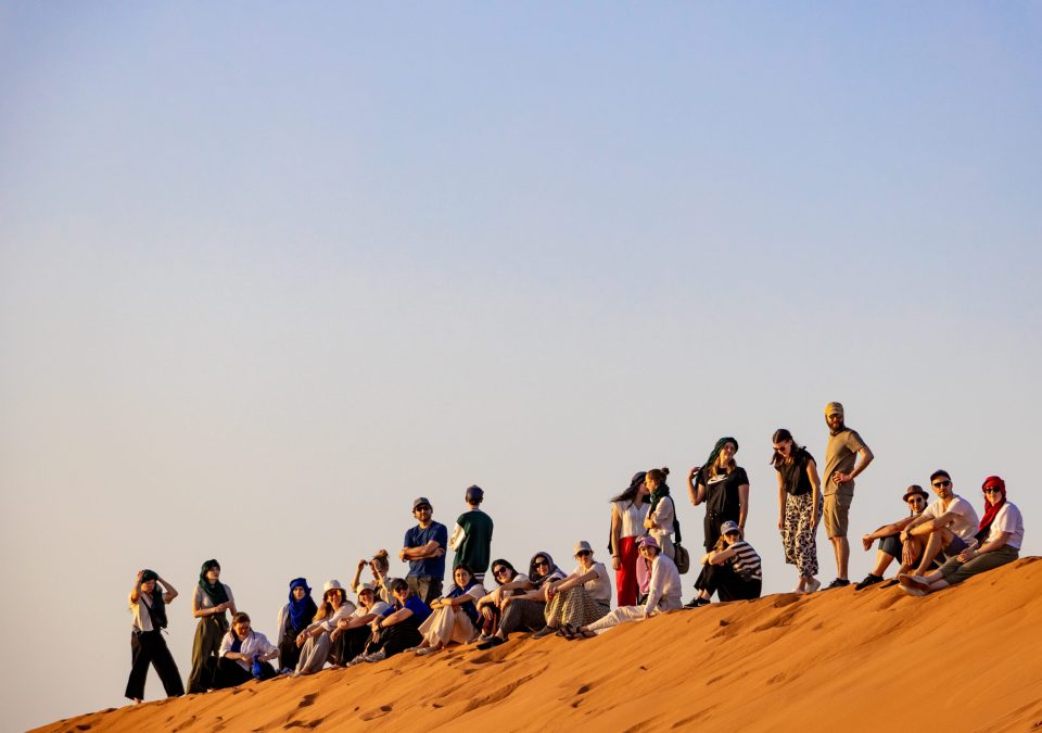 Gruppe auf Düne