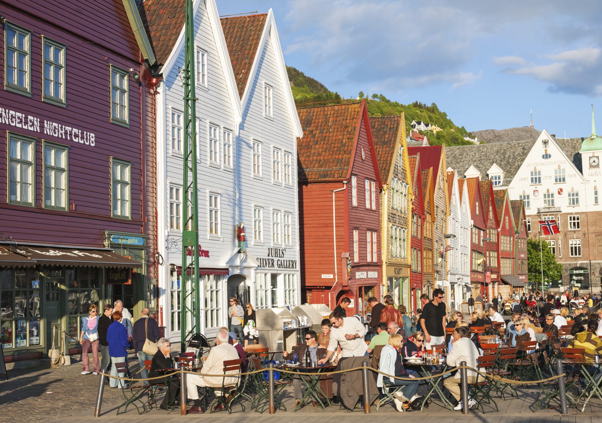 Restaurant at Bryggen in the city of Bergen, Norway
