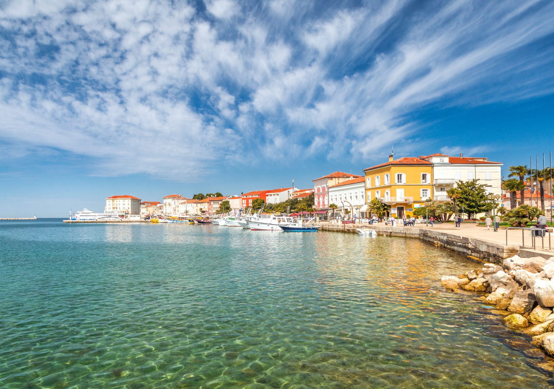 Porec town and harbor on Adriatic sea in Croatia, Europe.
